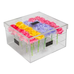 定制透明亚克力花盒 16个孔位亚克力鲜花盒 有机玻璃花盒